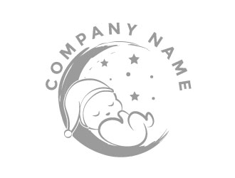 Wanting a slivermoon with an infant sleeping (on its back) on the bottom of the moon.  logo design by MonkDesign