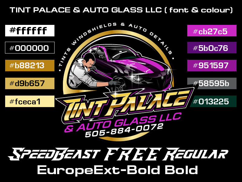 TINT PALACE & AUTO GLASS LLC logo design by DreamLogoDesign