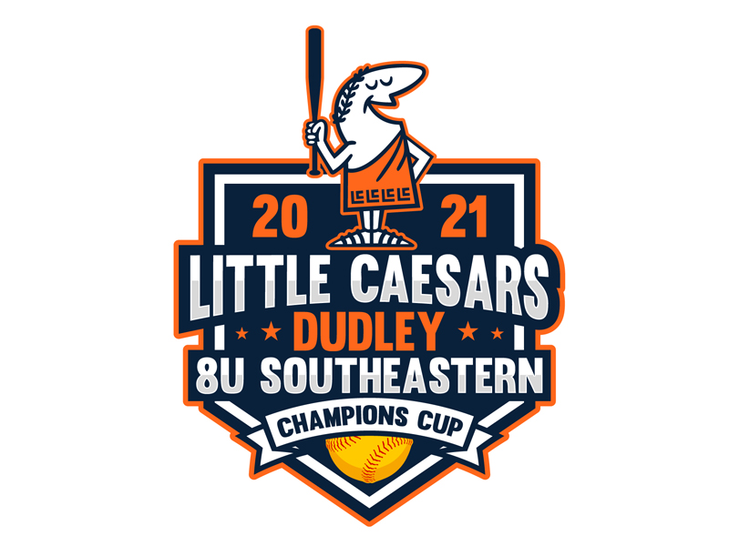 First Line: LITTLE CAESARS - DUDLEY      Second Line: 8U SOUTHEASTERN CHAMPIONSHIP logo design by DreamLogoDesign