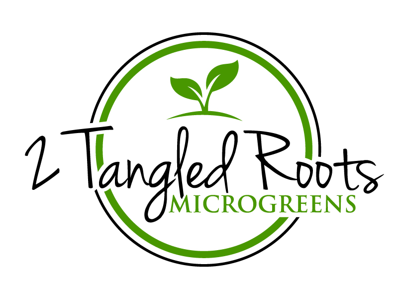 2 Tangled Roots Microgreens logo design by ElonStark