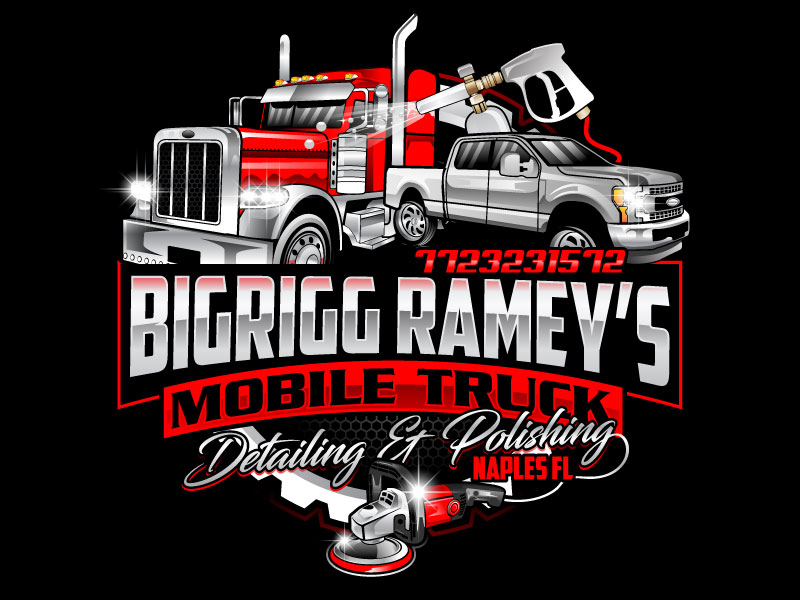 BigRigg Ramey’s mobile truck detailing and polishing logo design by Suvendu