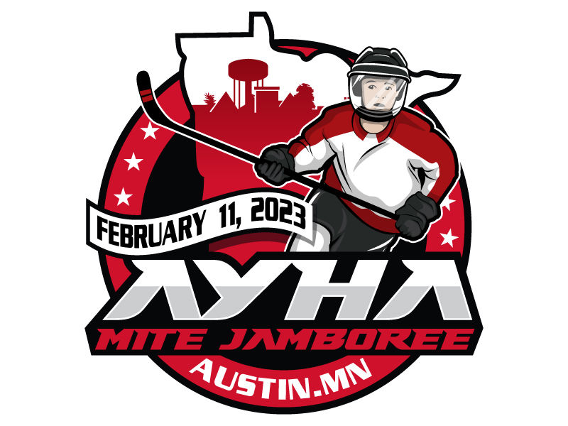 AYHA Mite Jamboree February 11, 2023 Austin. MN logo design by Gigo M