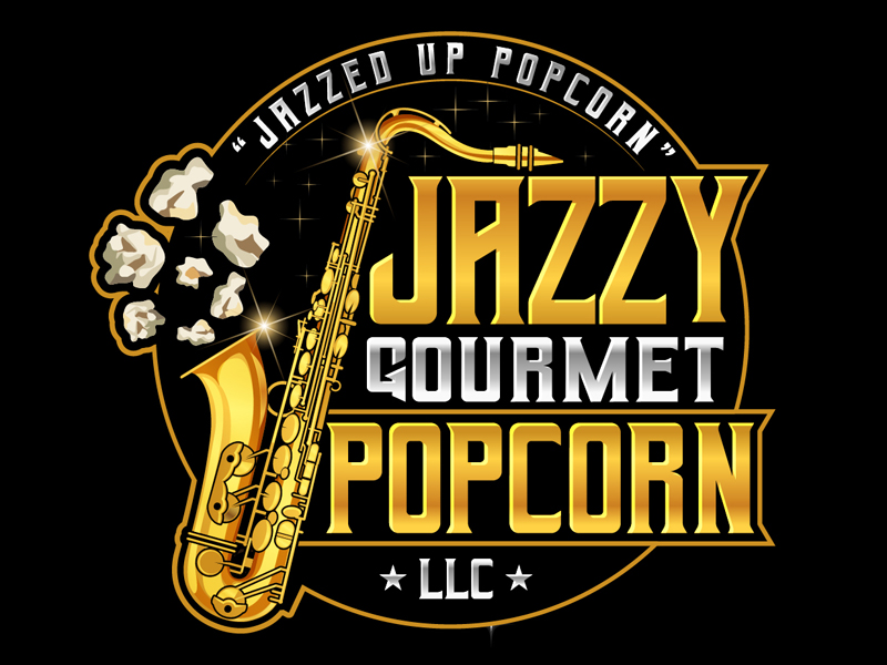 jazzy gourmet popcorn llc logo design by DreamLogoDesign