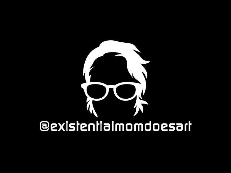 @existentialmomdoesart (written beneath the logo "face" -- see below) logo design by ingepro