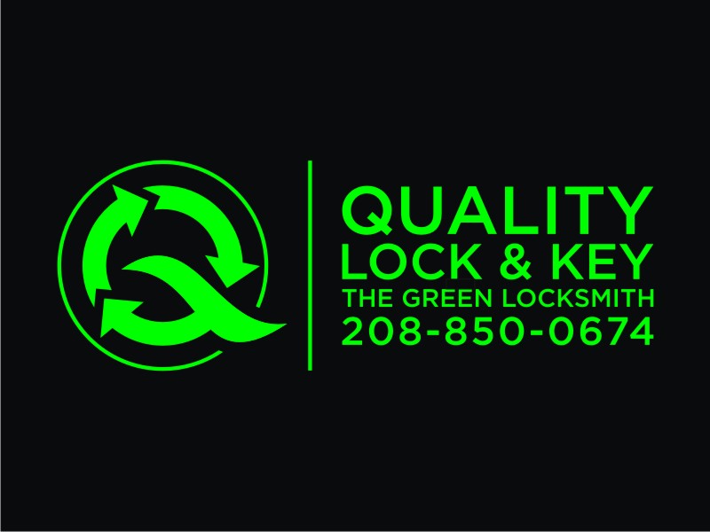 Quality Lock & Key - The Green Locksmith logo design by Artomoro