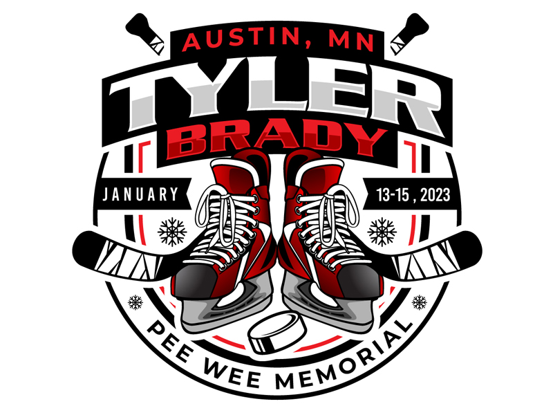 Tyler Brady Pee Wee Memorial Austin, MN  January 13-15, 2023 logo design by DreamLogoDesign