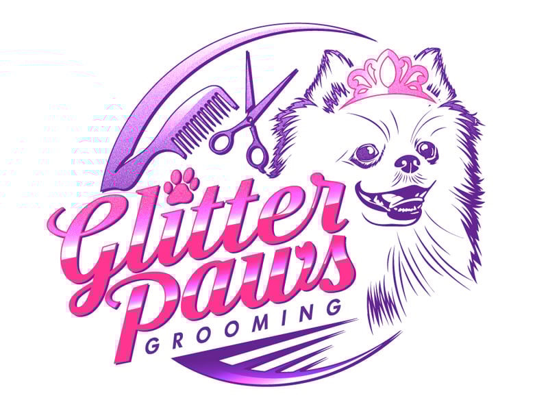 GlitterPaws Grooming logo design by DreamLogoDesign