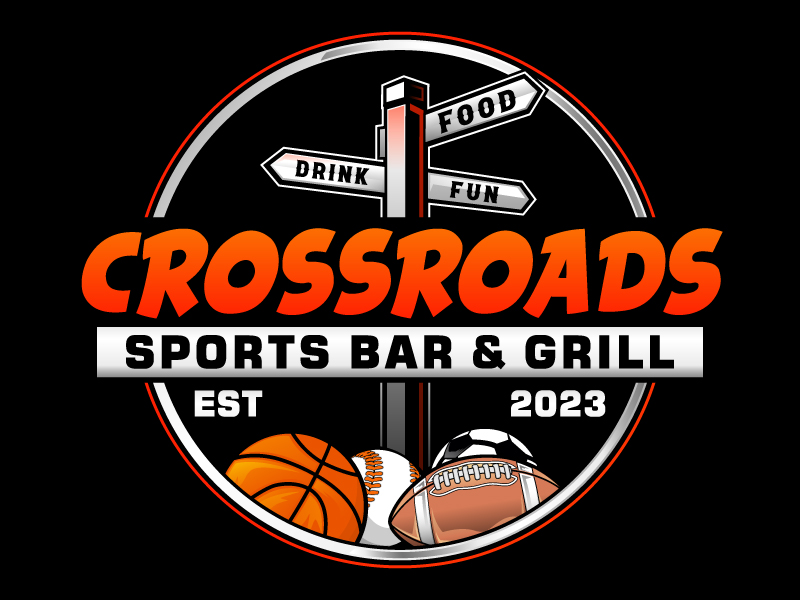 CROSSROADS SPORTS BAR & GRILL logo design by LogoQueen