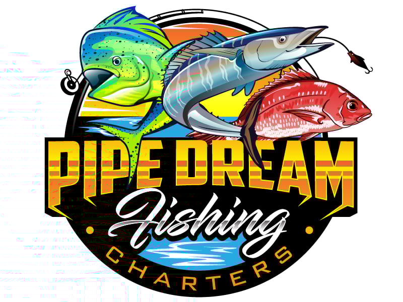Pipe Dream Fishing Charters logo design by DreamLogoDesign