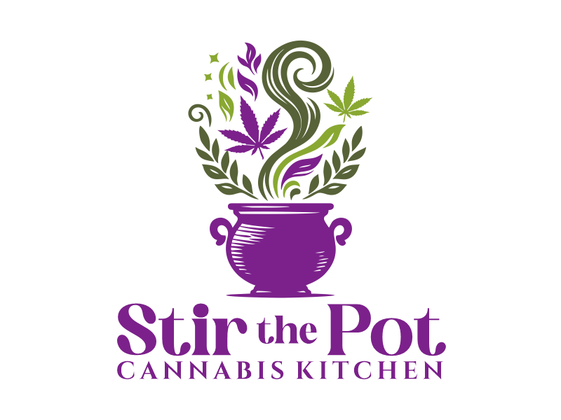 Stir the Pot Cannabis Kitchen logo design by Gwerth