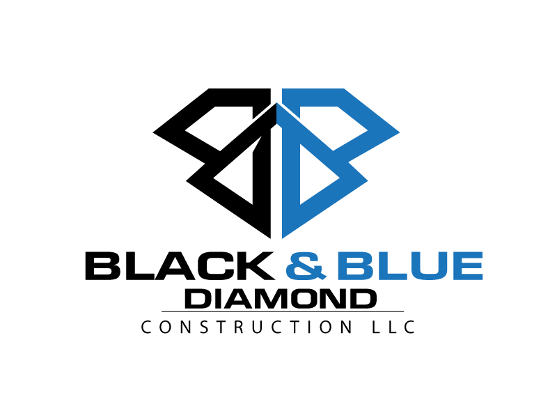 Black & Blue Diamond Construction LLC logo design by DreamLogoDesign