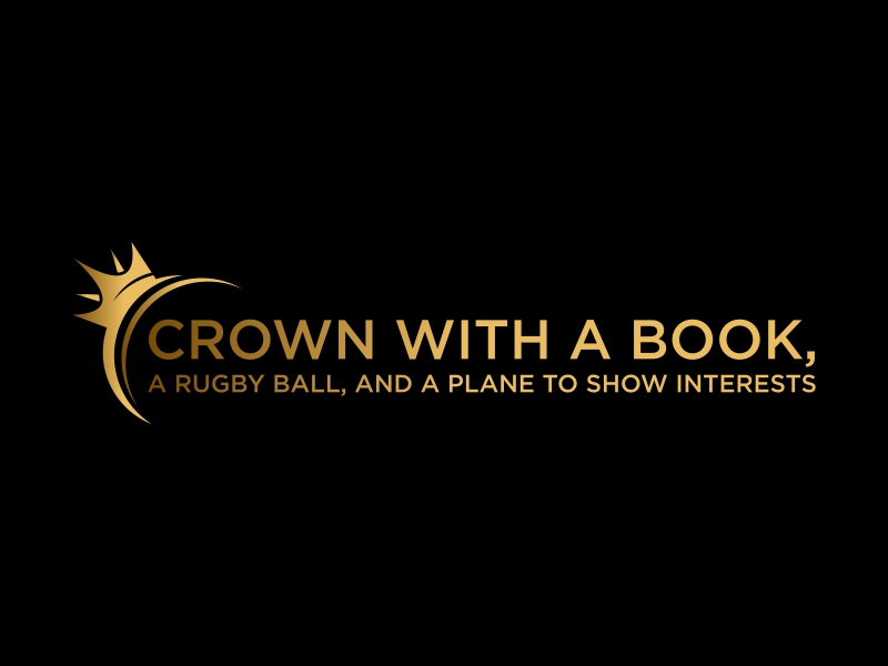 Crown with a book, a rugby ball, and a plane to show interests logo design by luckyprasetyo