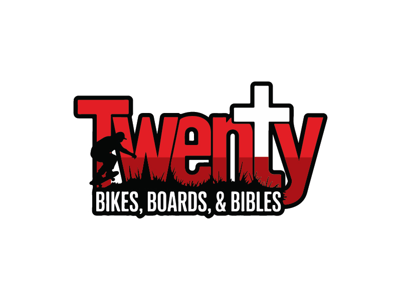 The name is Twenty but in smaller font I would like Bikes, Boards, & Bibles (as the tag line) logo design by oindrila chakraborty