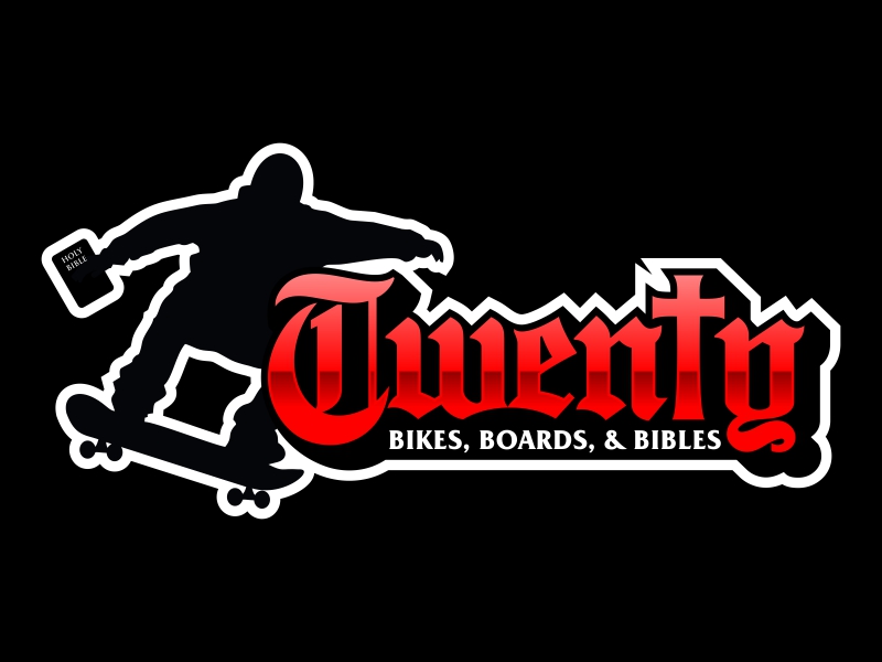 The name is Twenty but in smaller font I would like Bikes, Boards, & Bibles (as the tag line) logo design by ekitessar