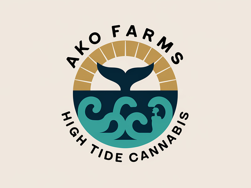 AKO FARMS  HIGH TIDE CANNABIS logo design by IamSoya