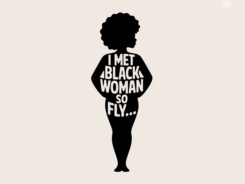 I Met A Black Woman So Fly... logo design by IamSoya
